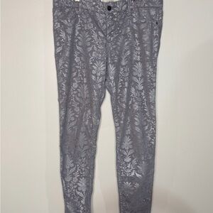 Gray Floral Patterned Pants